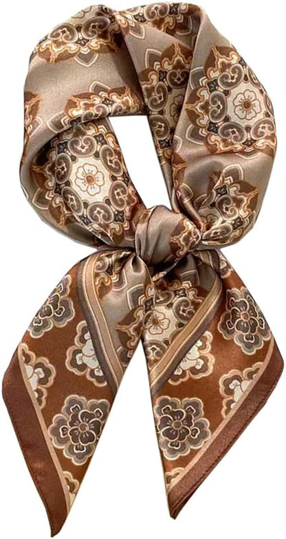 ANDANTINO 100% Mulberry Silk Scarf -21” Lightweight Square Neckerchief – Breathable Digital Printed Scarves with Gift Packed