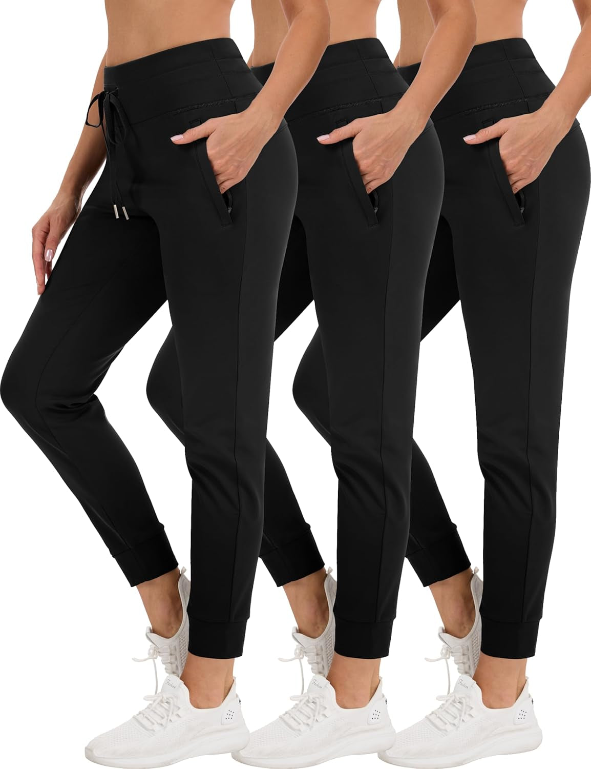 Flat lay showing three pack of thermal jogging pants bundle