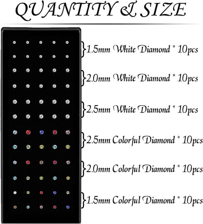 Cute Nose Rings for Women, Surgical Stainless Steel Nose Studs Women Men 20G Small Nose Rings Bone Studs, Hypoallergenic Real Nose Piercings Body Jewelry Bulk Unique Tiny