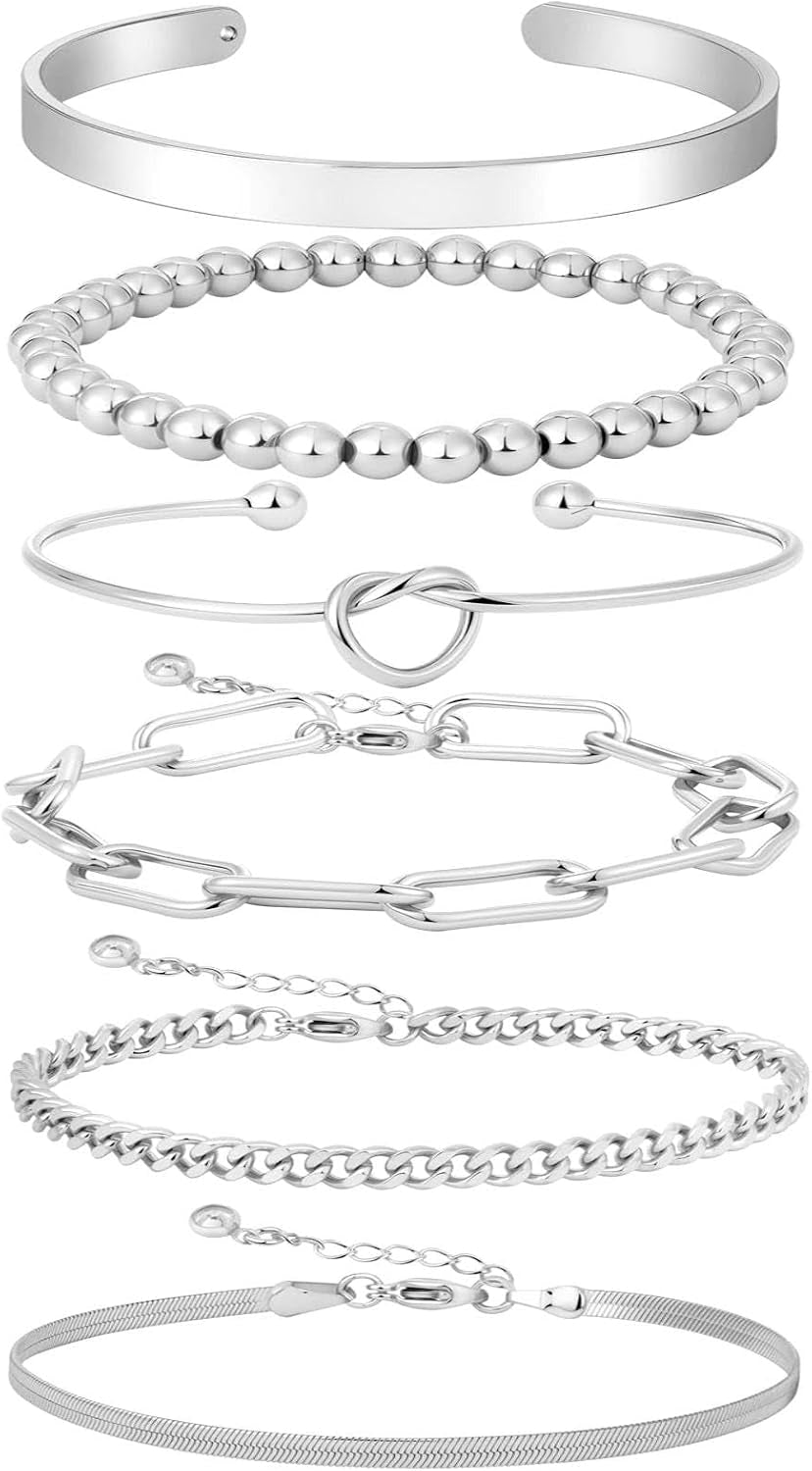 Gold Bracelets for Women 14K Gold Bangle Bracelet Stack - Adjustable Waterproof Trendy Bracelets Gold Filled Stacks Bangles Link Chain Gold Bracelet Non Tarnish for Women Jewelry Gifts