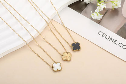 Clover Pendant Necklace Set for Women 18K Gold Plated Four Leaf Clover Necklace Lucky Simple Jewelry Gifts for Women 3Pcs