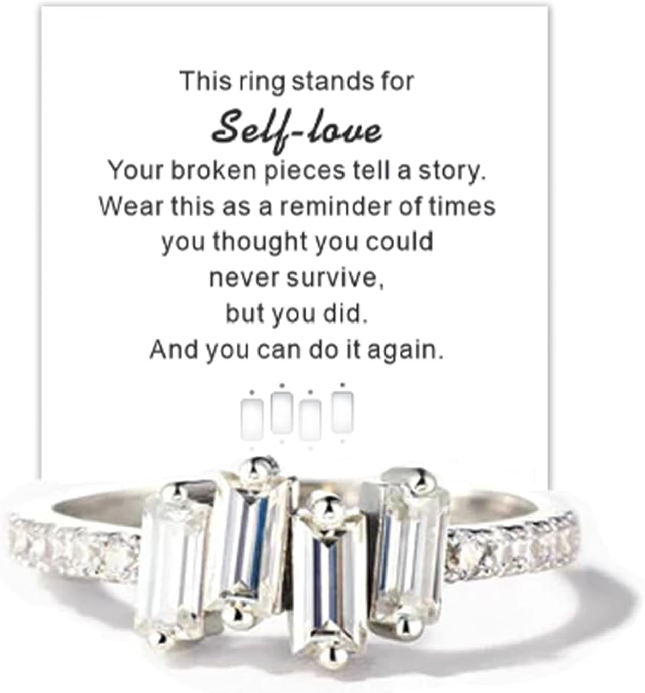Self-love multi-stone sterling silver ring with irregular zircon inlay design