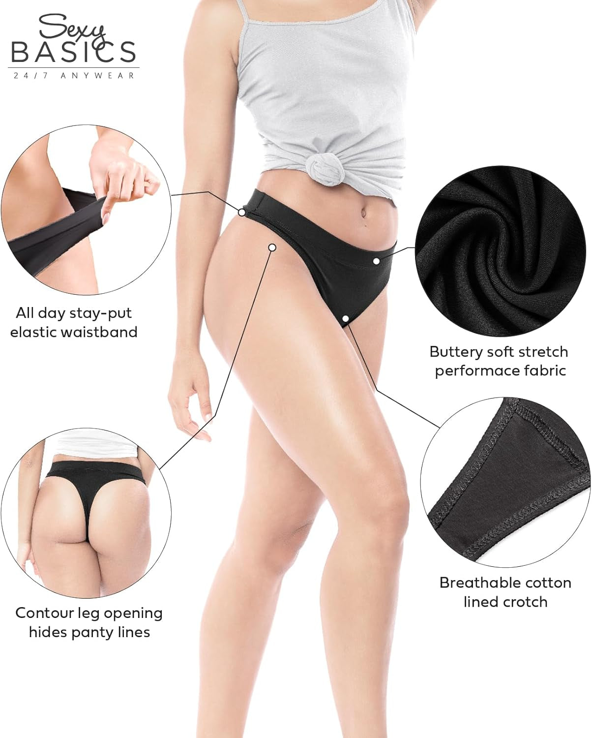 Twelve pack bulk Sexy Basics seamless thong underwear set