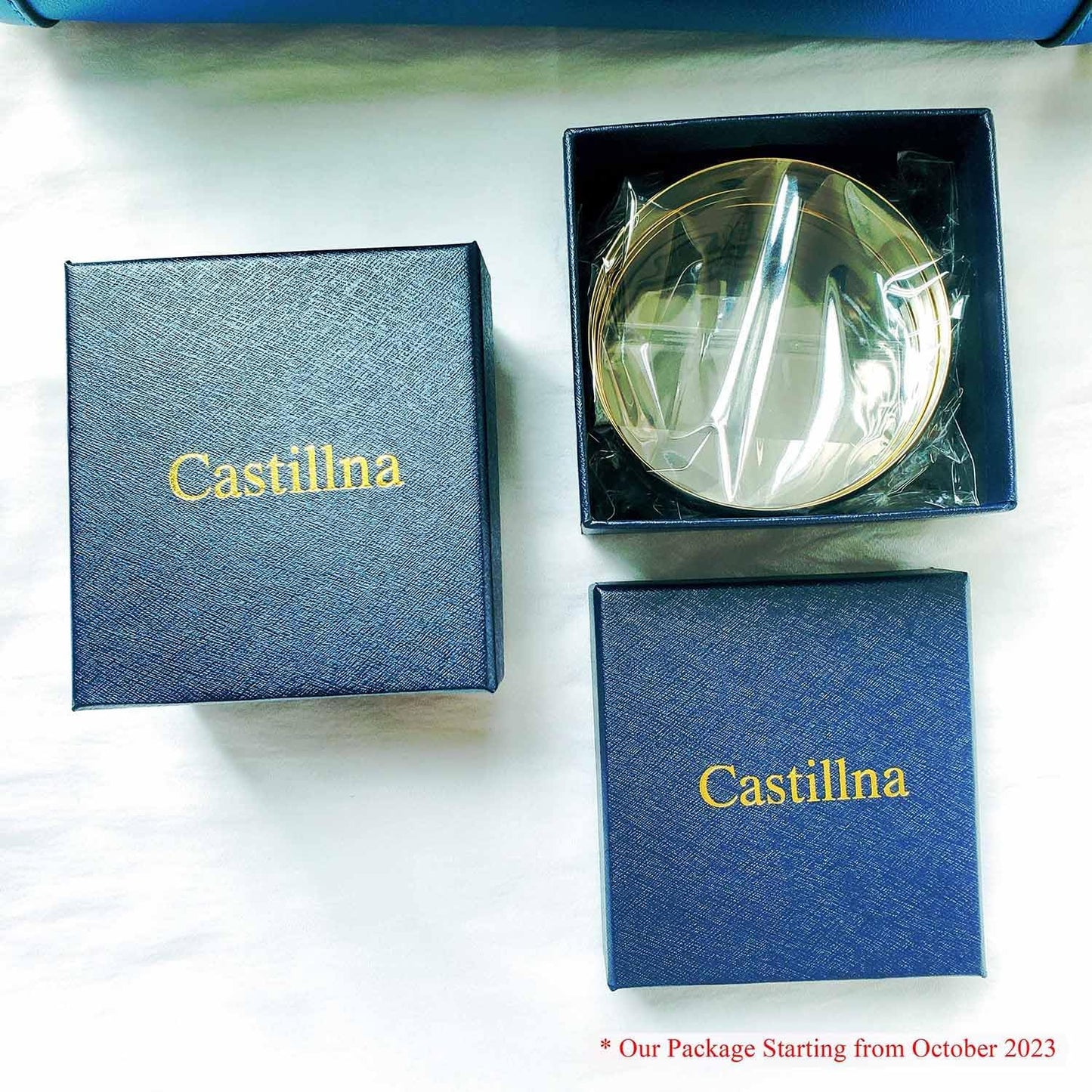 Castillna 14K Gold Plated Gold Bangle Bracelets for Women Christmas Birthday Gifts, Set of 7 Pieces