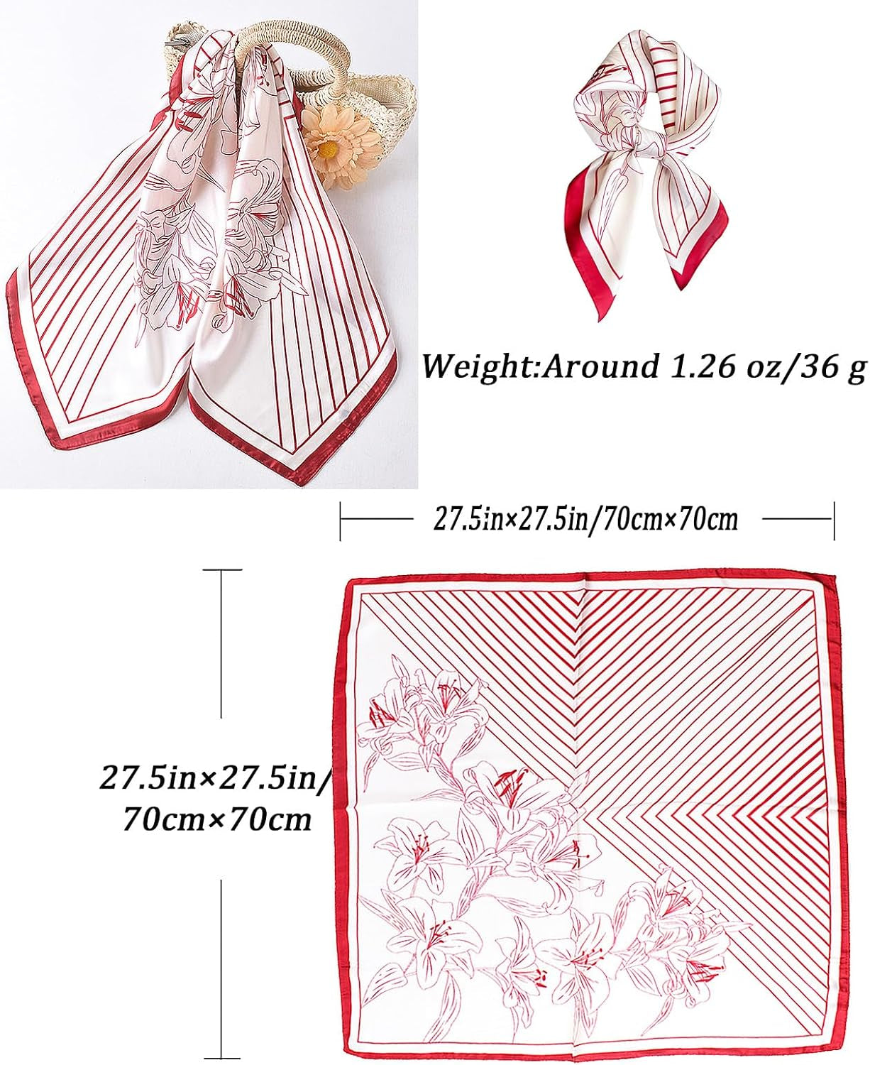 Neck Scarf for Womens Silky Head Scarves Hair Bandanas Square Scarf Fashion Accessories Lightweight