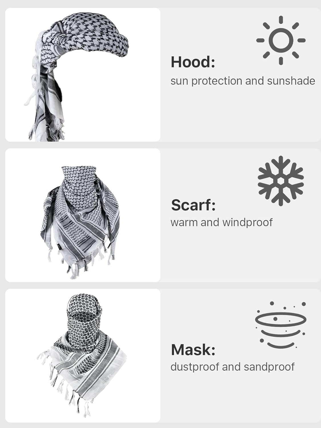 FREE SOLDIER Scarf Military Shemagh Tactical Desert Keffiyeh Head Neck Scarf Arab Wrap with Tassel for Men Women
