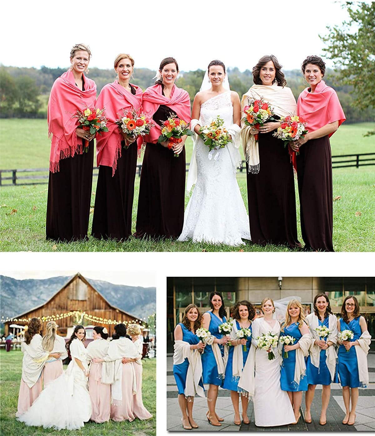 Genovega Women Pashmina Scarf,Evening Wedding Party Shawl Accessories Gift for Bridal