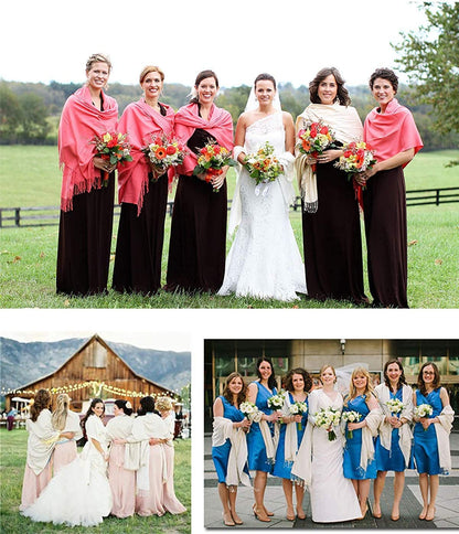 Genovega Women Pashmina Scarf,Evening Wedding Party Shawl Accessories Gift for Bridal