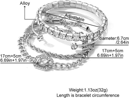 Complete four-piece bracelet set in gold and silver with all styles