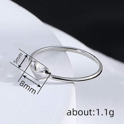 Simple Fashion Heart Love Ring Lady Daily Wearable Versatile Jewelry