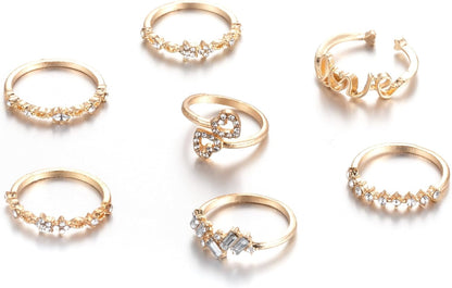 FUTIMELY Boho Retro Stackable Rings Sets for Women Knuckle Joint Finger Knuckle Nail Ring Sets Moon Stars Stack Preppy Statement Rings Cute Trendy Stuff Jewelry