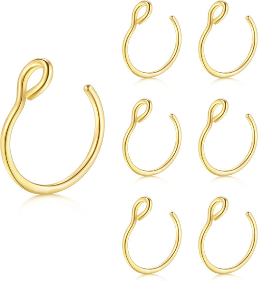 QWALIT Fake Lip Piercing Fake Lip Ring Fake Nose Ring Fake Snake Bites Fake Nose Piercing Faux Lip Rings Fake Snake Bite Piercing Clip Lip Ring Ear Cuff Earrings