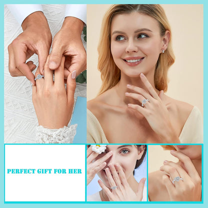 Sterling silver moissanite eternity promise ring women