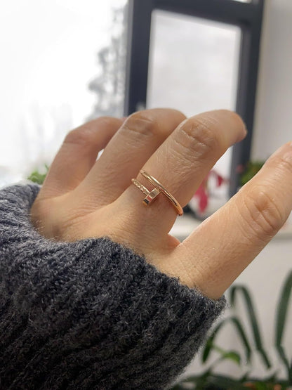 18K gold plated stainless steel ring with trendy modern design