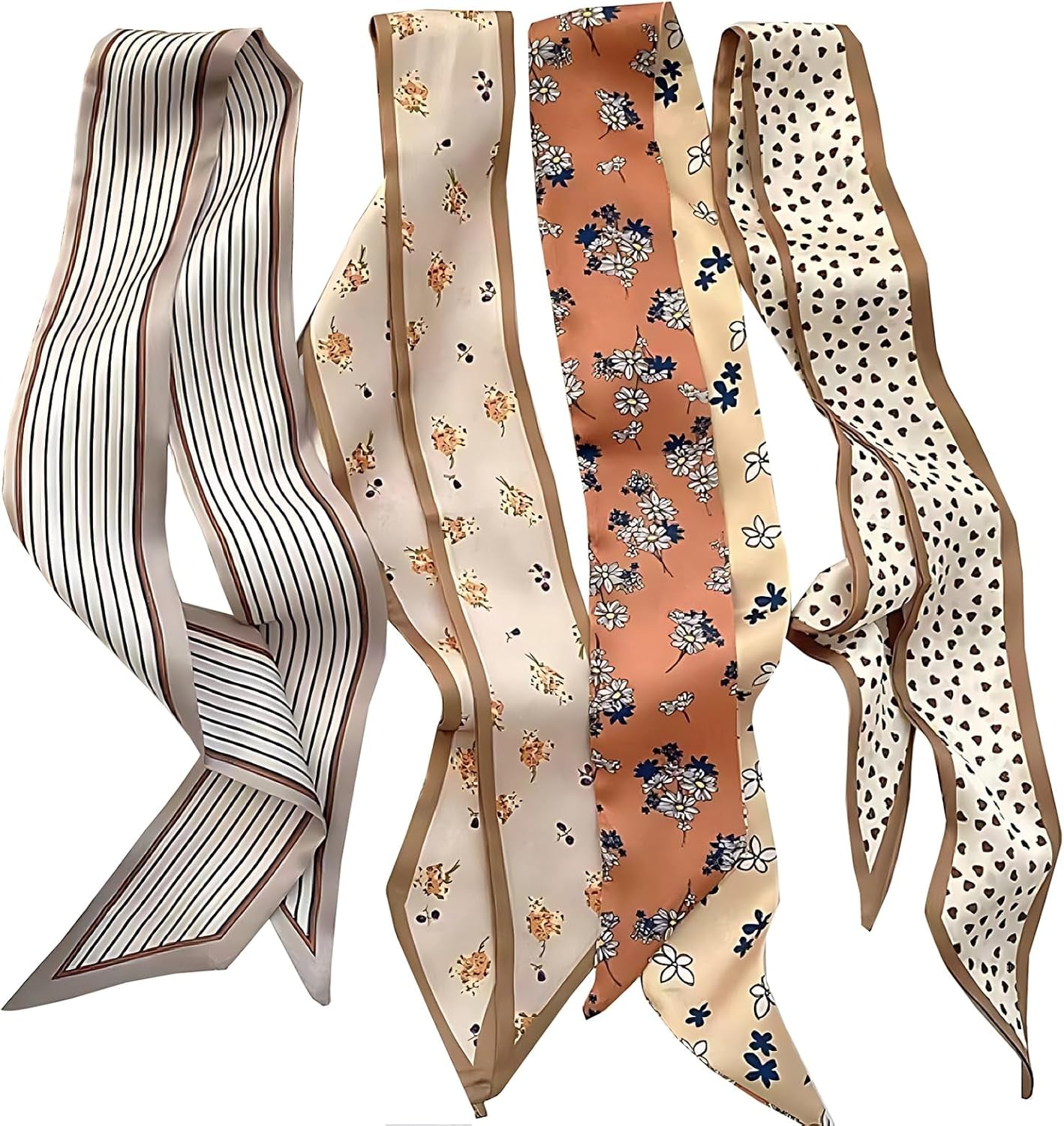 Cmonie 16Pcs Fashion Scarves for Women,Satin Head Scarf Silky Boho Scarves Scarf for Handbags Accessories