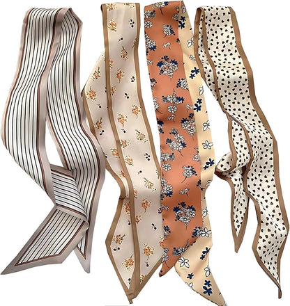 Cmonie 16Pcs Fashion Scarves for Women,Satin Head Scarf Silky Boho Scarves Scarf for Handbags Accessories