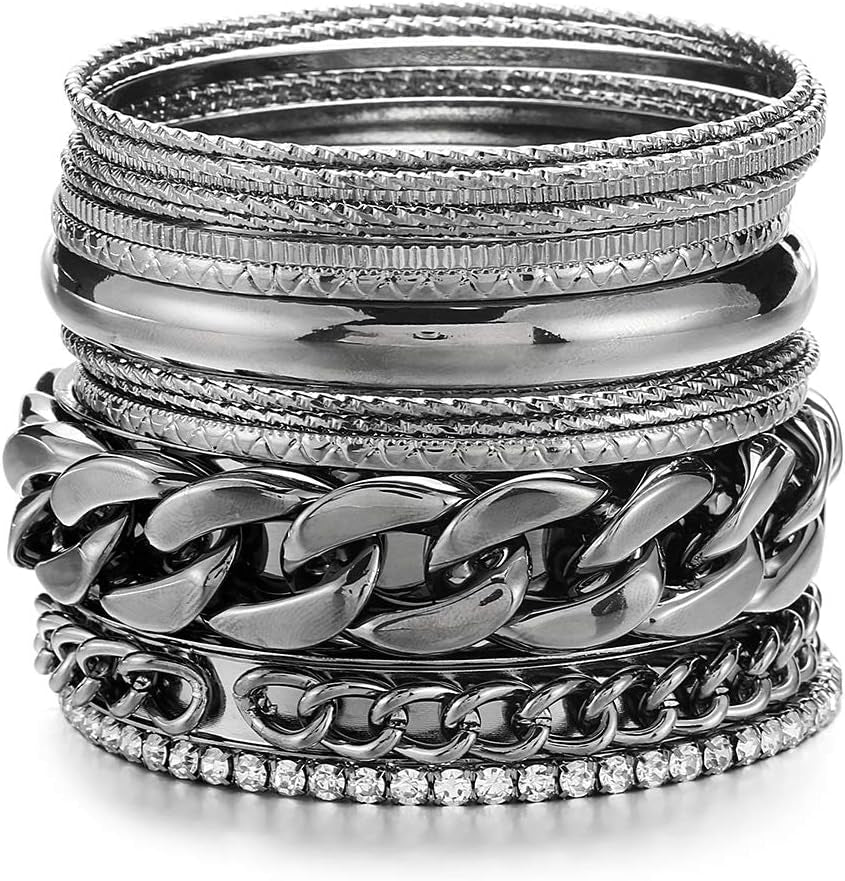 Premium quality multi-style metal bracelets rhinestone jewelry set