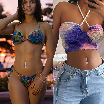 5Pcs Gold Fake Belly Piercing Fake Belly Ring for Women Fake Belly Button Piercing Clip on Belly Button Rings Fake Navel Ring Non Piercing