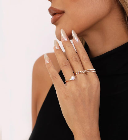 If YOU Gold Rings for Women Non Tarnish, Dainty 14K Gold Plated Stackable Cubic Zirconia Knuckle Ring Set, Trendy Statement Promise Wedding Bands Stacking Engagement Rings Size 6 7 8 9 10