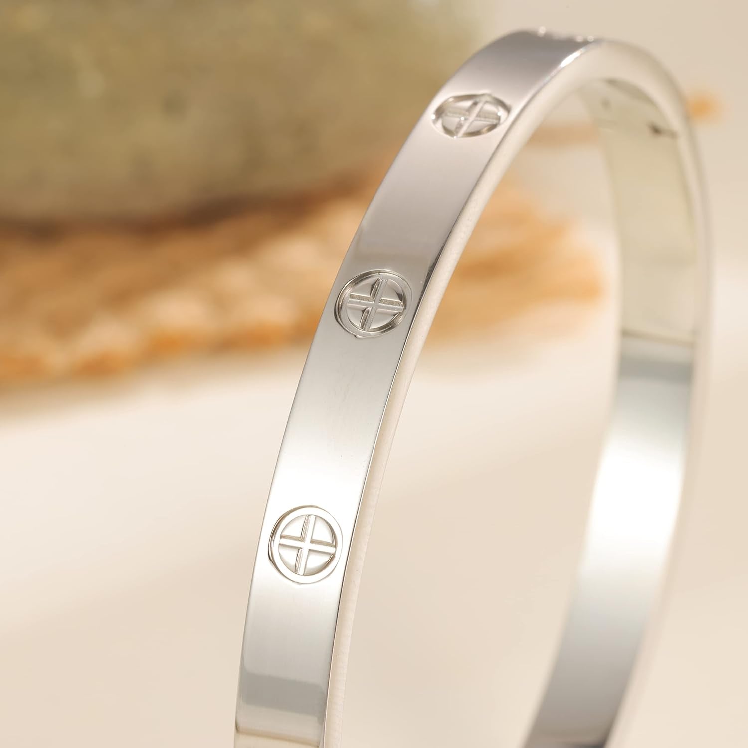 Cuff 18K Gold Plated Stainless Steel Bracelet for Girl for Women and Motherdaughter Oval Bangle Witness the of Love for Couple