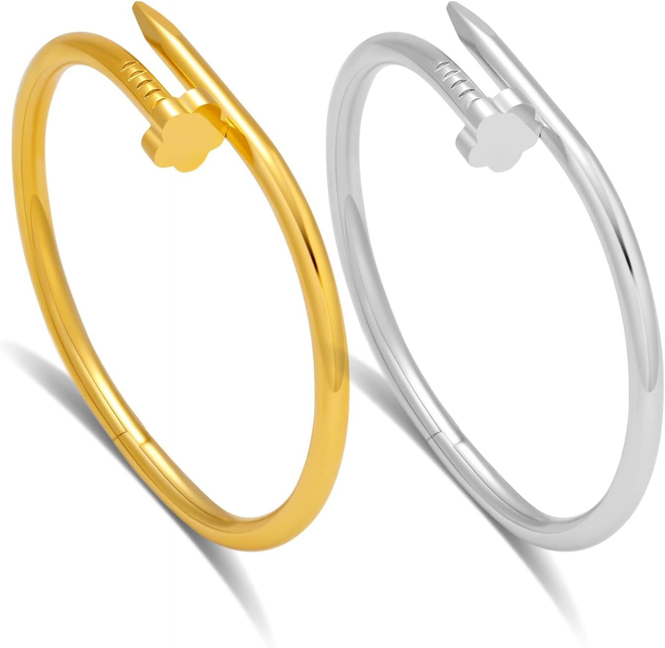 FAFUGA 18 K Gold Plated Double Bangle Bracelet Stack Love Jewelry Set for Women Gift with Box