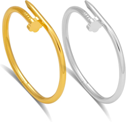 FAFUGA 18 K Gold Plated Double Bangle Bracelet Stack Love Jewelry Set for Women Gift with Box