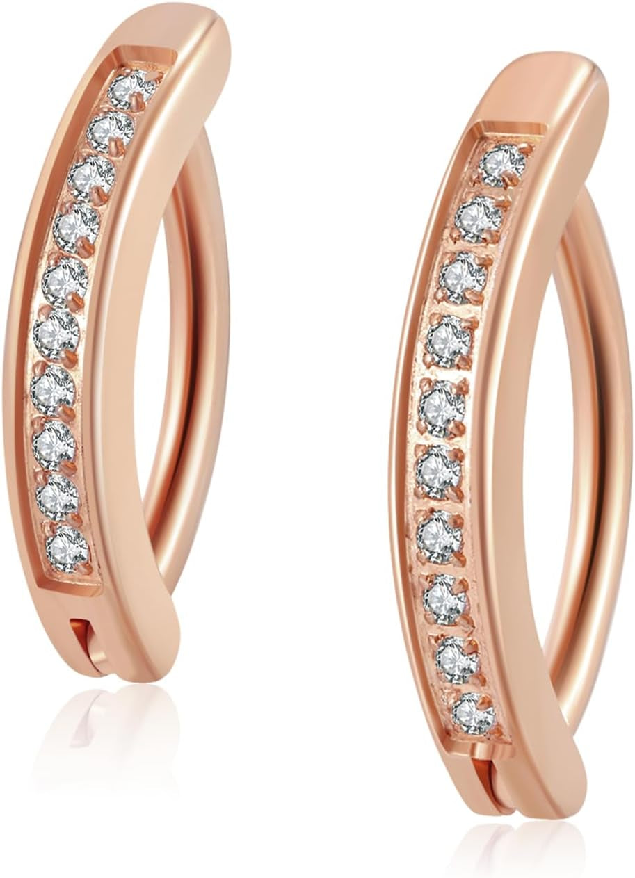 14G Clicker Belly Button Ring，Surgical Stainless Steel Hinged Belly Button Rings Belly Barbell Piercing Navel Barbell Body Jewelry 2PCS