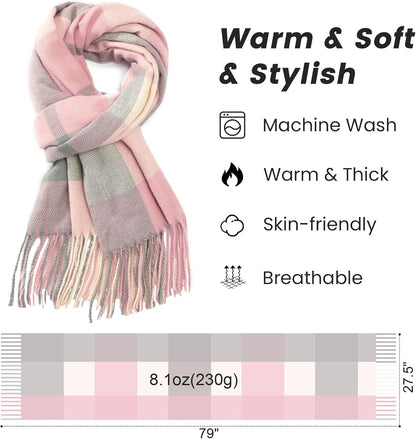 Pleneal Scarf for Women, Womens Winter/Fall Scarf,Long Plaid Shawls and Wraps, Cashmere Feel Blanket Pashmina Scarves