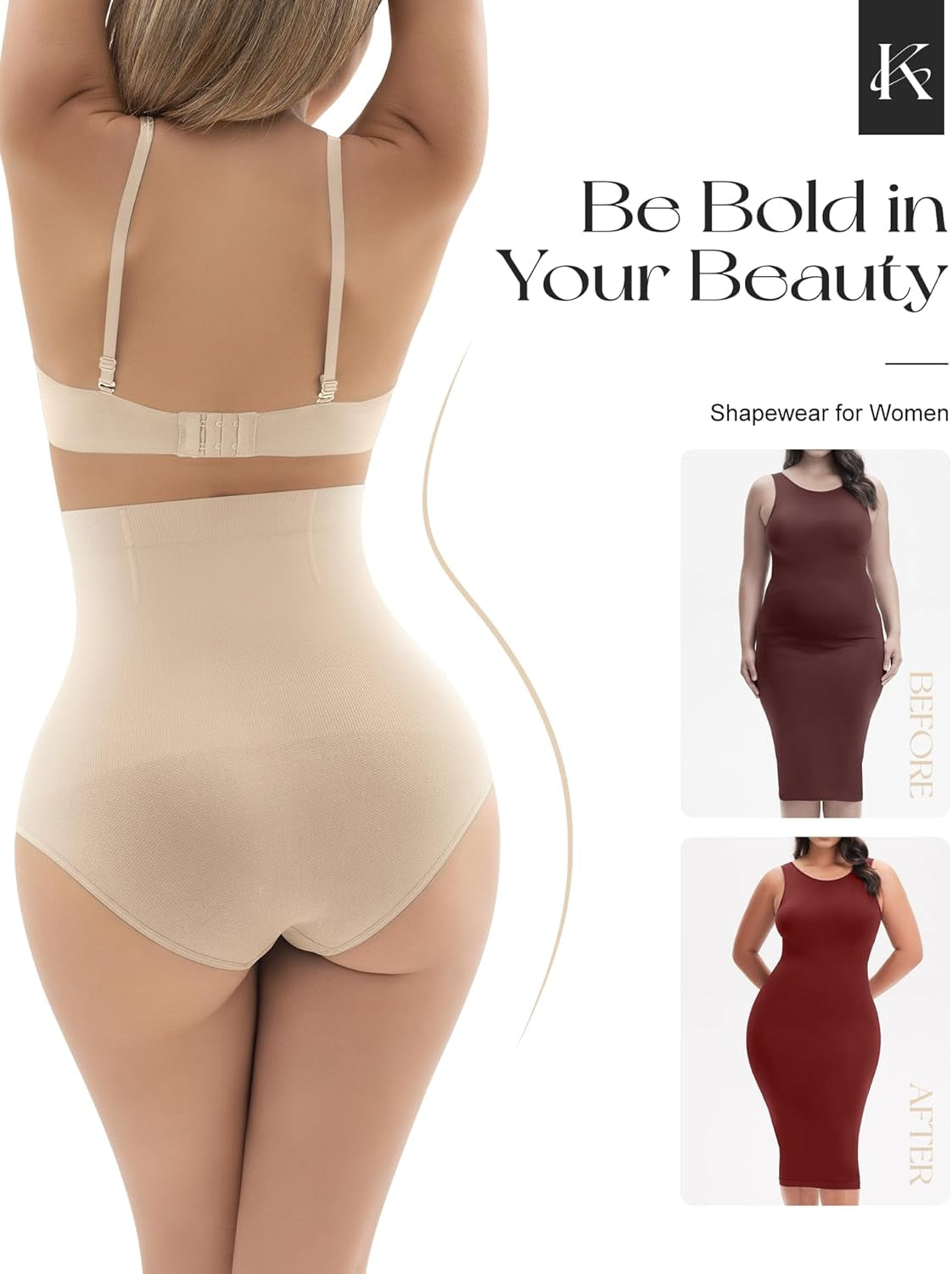 Close up of high-waisted waistband on tummy control shapewear