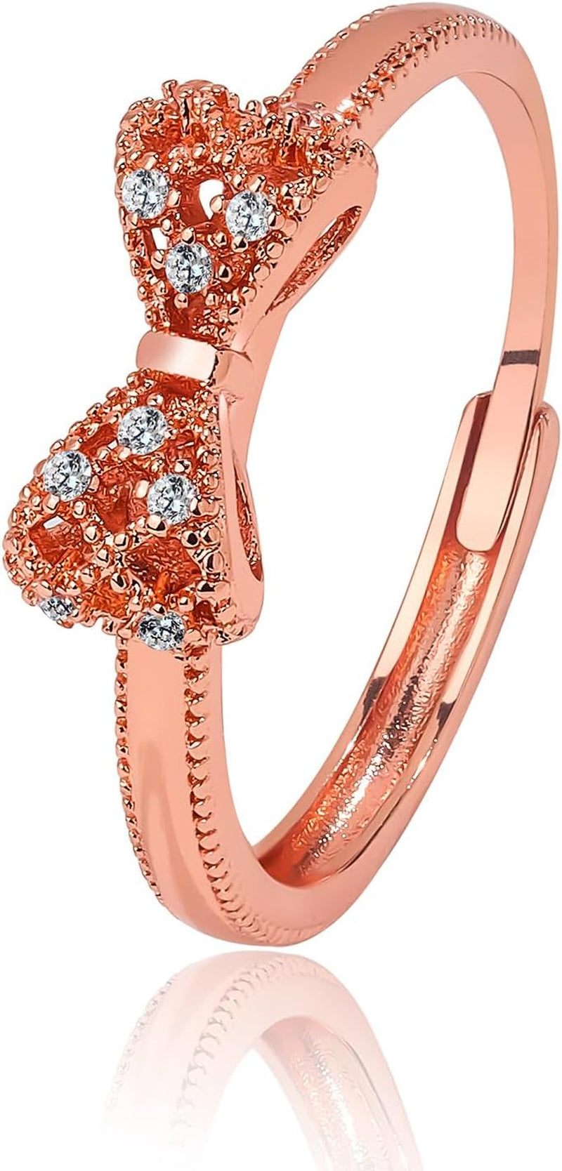 Silver and rose gold bow ring perfect as gift for women
