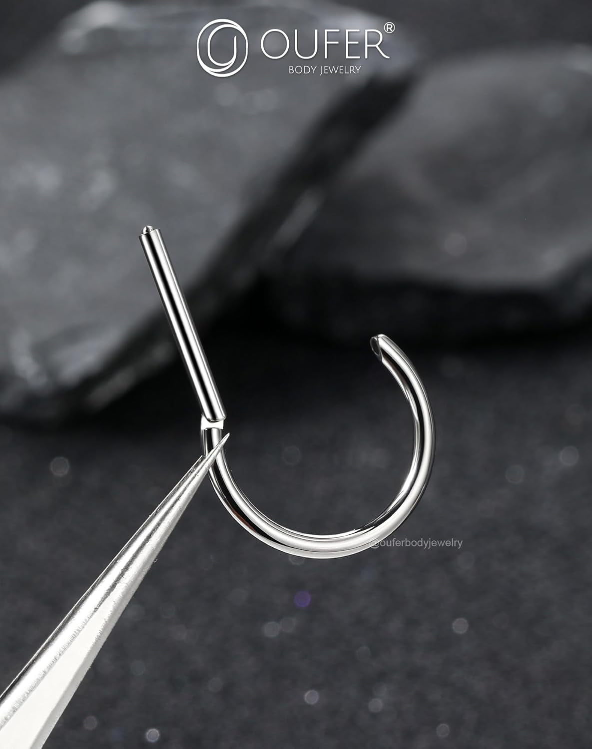 OUFER 2PCS Titanium Nipple Rings, D-Shaped Nipple Piercing Jewelry, 14G Clicker Septum Daith Lightweight Body Piercing Jewelry for Women Men 14MM