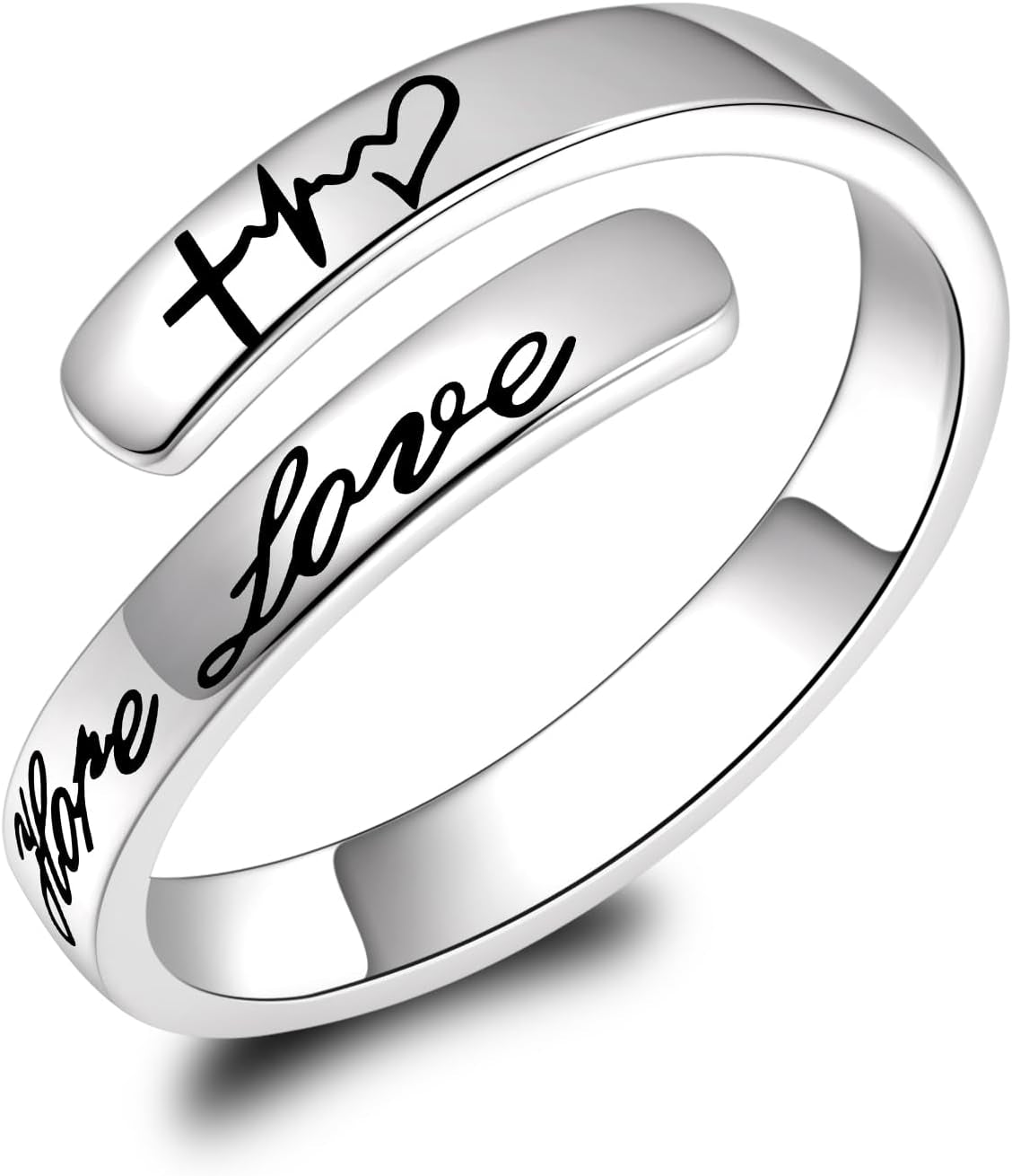 BEILIN 925 Sterling Silver Inspirational Jewelry Rings Adjustable Ring Personality Encouragement Gift for Teens Women
