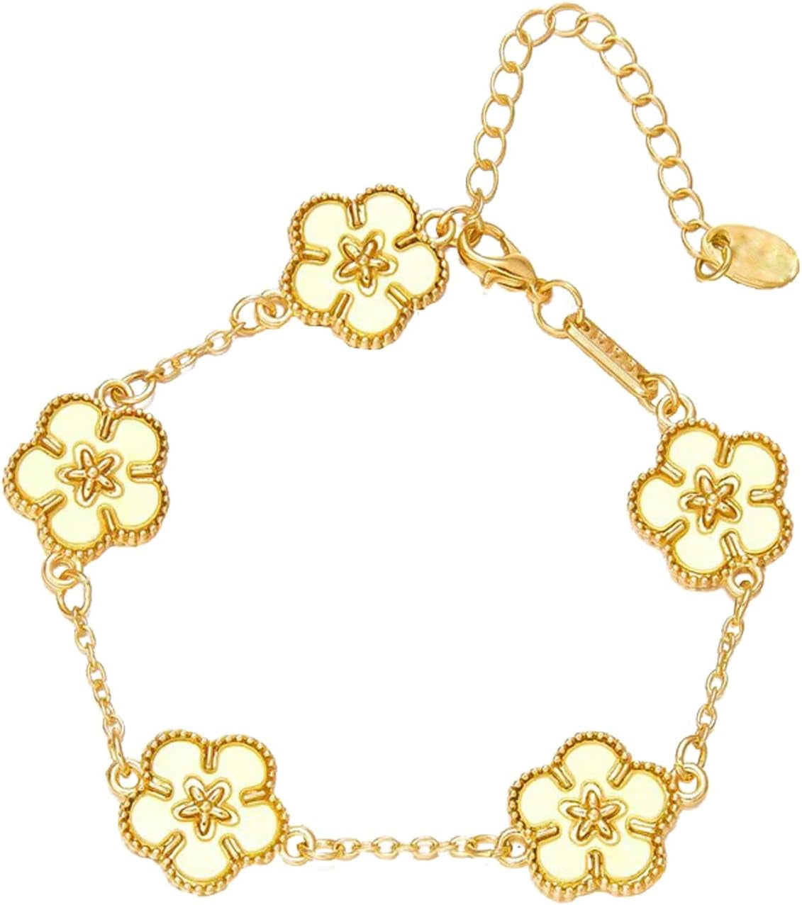 Four Leaf Clover Bracelet for Women Lucky 18K Gold Plated Stackable Jewelry Gift for Women Birthday Gifts for Girlfriend