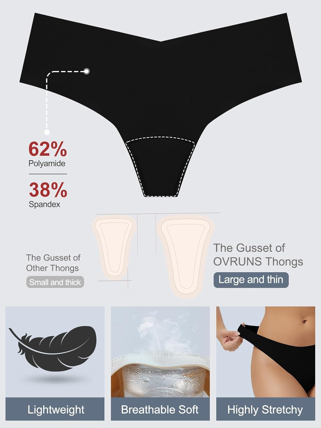 OVRUNS seamless thong worn by model demonstration