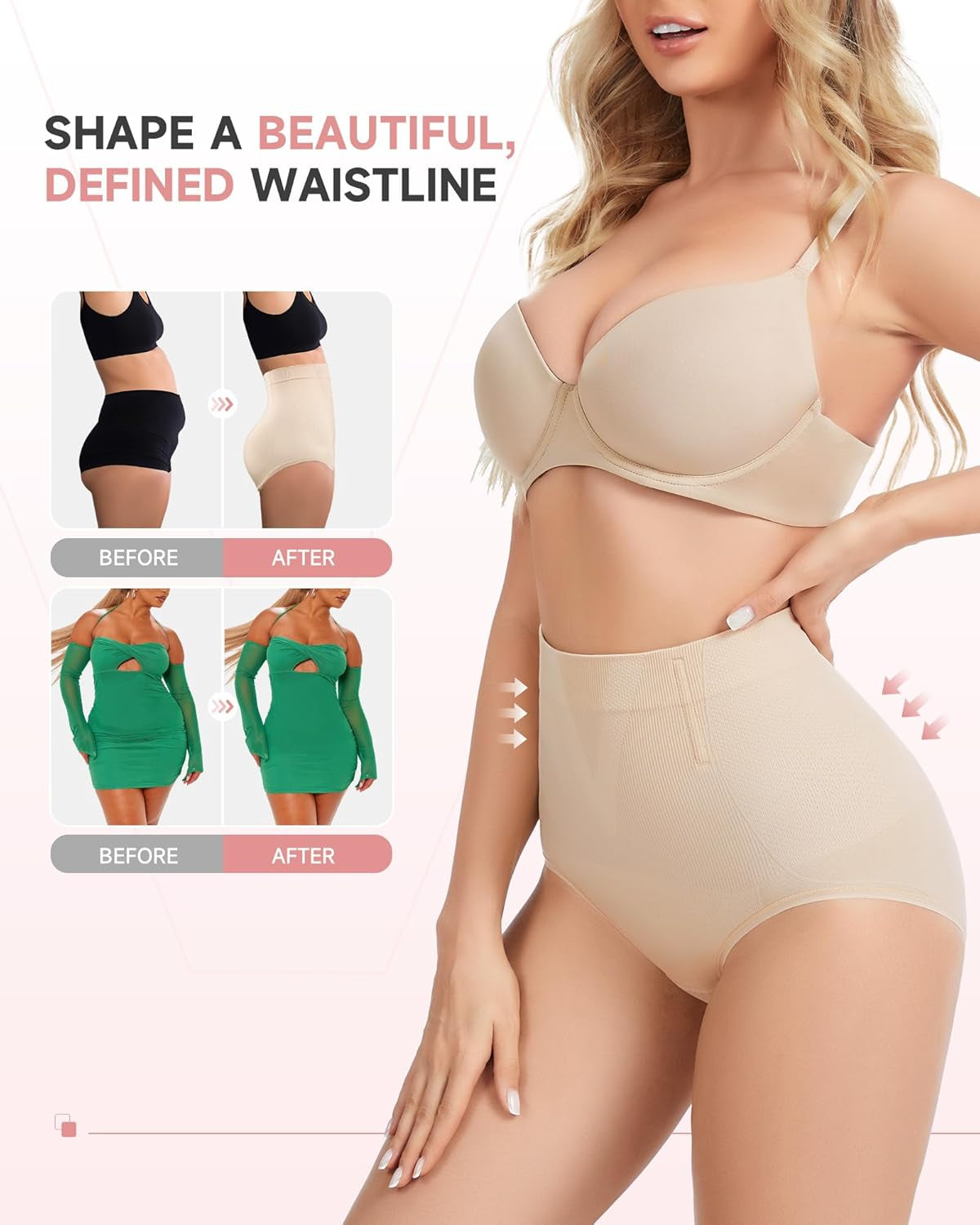 Seamless panty girdle demonstrating invisible line under dress