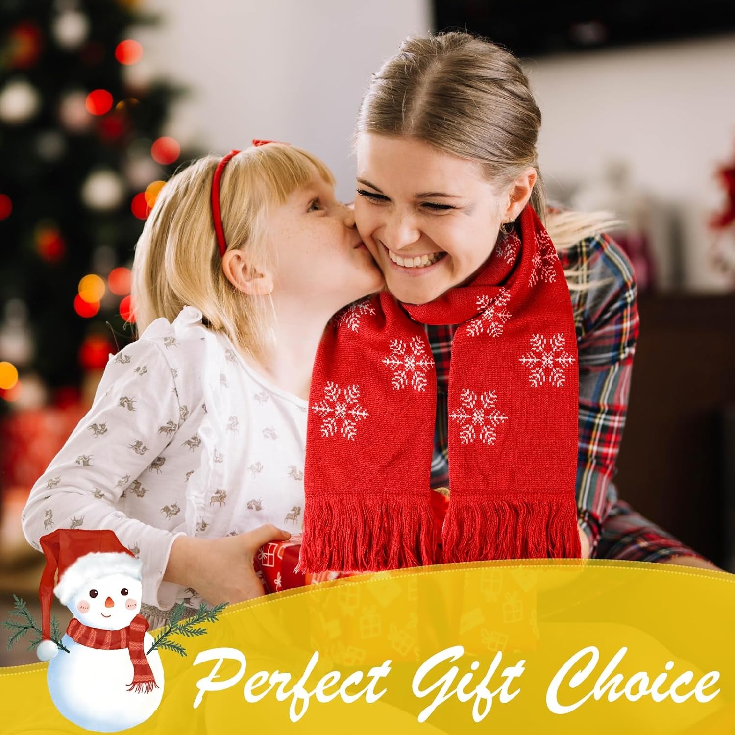 6 Pcs Christmas Scarf Bulk for Women Men Winter Snowflake Warm Knitted Large Scarf Long Shawl for Christmas Holiday