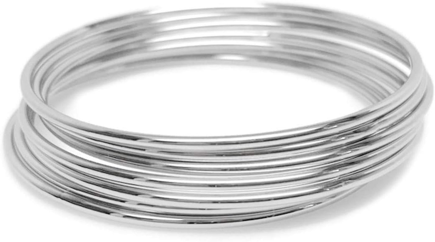 Loralyn Designs Thin Stainless Steel Bangle Bracelet Plain round Set of 7