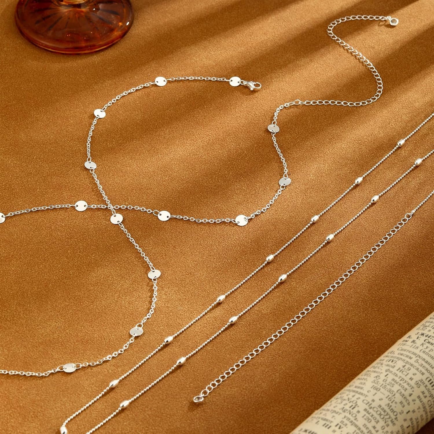 2PCS Gold Silver Waist Chain Adjustable Layered Belly Chain Body Chain Jewelry for Women Sexy Bikini Beach Boho Pearl Beaded Cuban Satellite Waist Chains