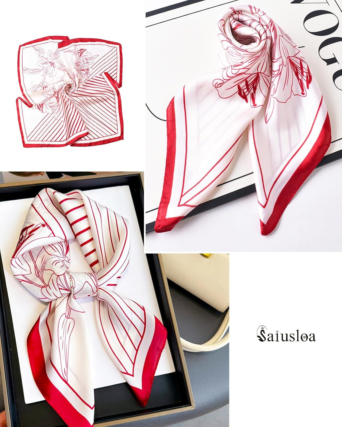 Neck Scarf for Womens Silky Head Scarves Hair Bandanas Square Scarf Fashion Accessories Lightweight