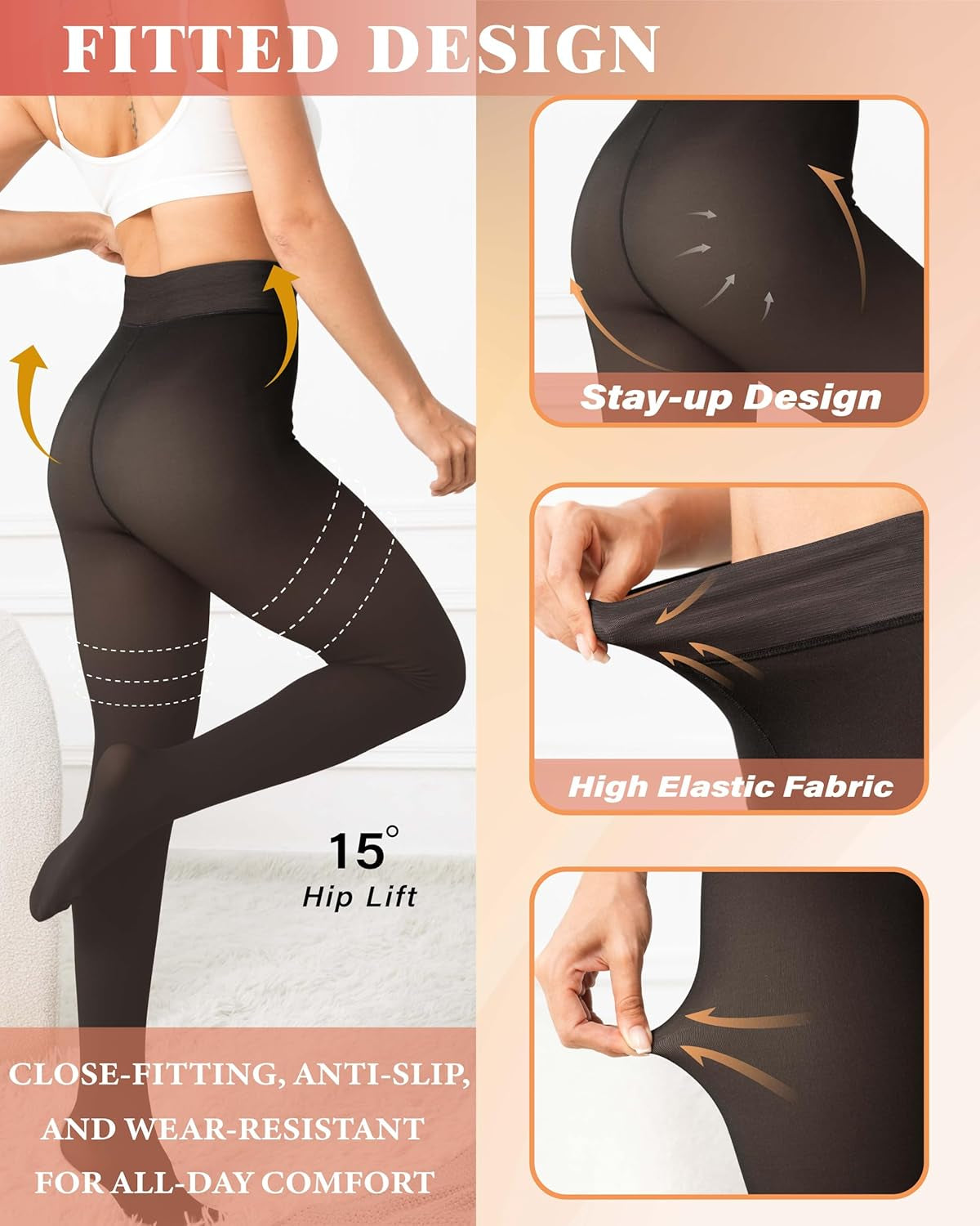 Detail of seamless thermal leggings waistband and tummy control panel