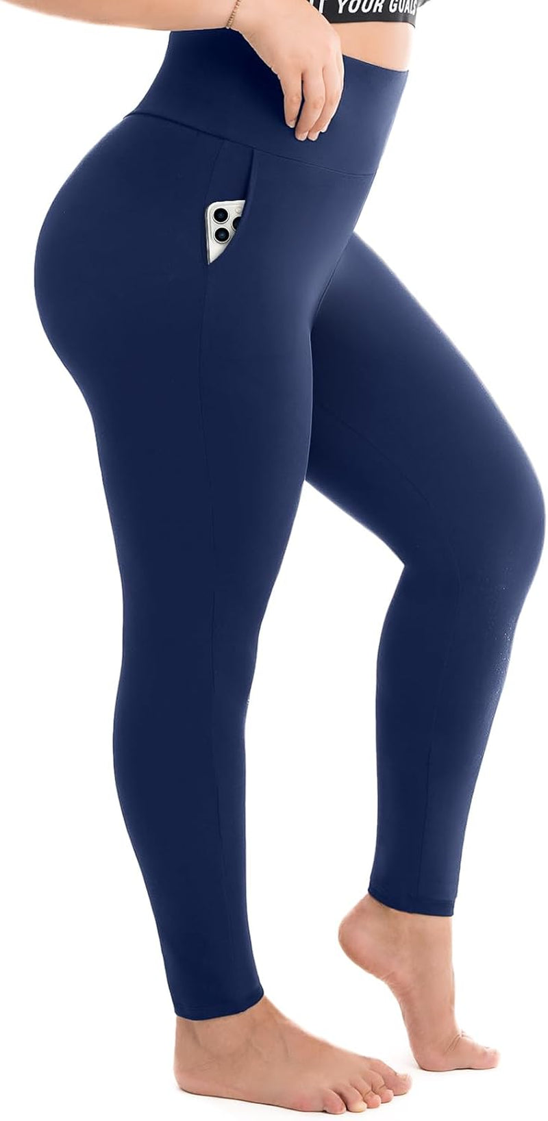 Woman doing yoga in comfortable high-waisted plus size leggings