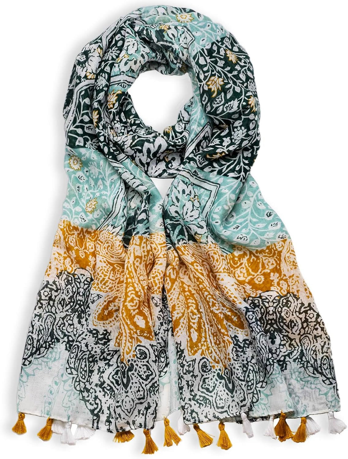 Scarf for Women Lightweight Soft Floral Leopard Printed Scarves Fall Winter Fashion Shawl Wrap with Fringe