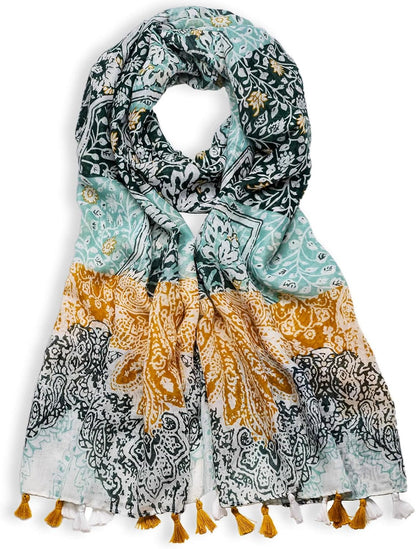 Scarf for Women Lightweight Soft Floral Leopard Printed Scarves Fall Winter Fashion Shawl Wrap with Fringe