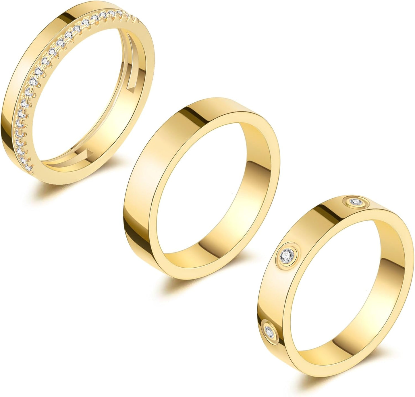 Gold Rings for Women Non Tarnish Dainty 14K Gold Plated Stackable Rings for Women Cubic Zirconia Ring Set Wedding Bands Thumb Love Engagement Rings Size 5-11