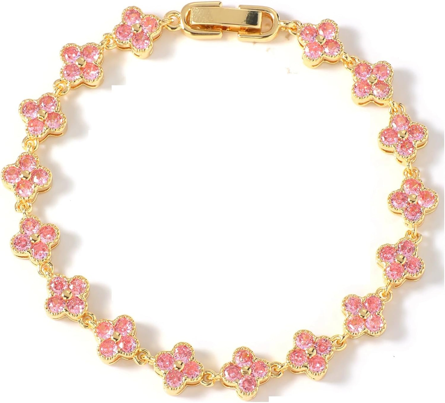 18K Gold-Plated Mother of Pearl Enamel, Adjustable Clover Lucky Bracelet for Women