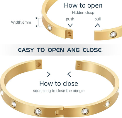 Stainless steel gold plated stackable bracelet bangles