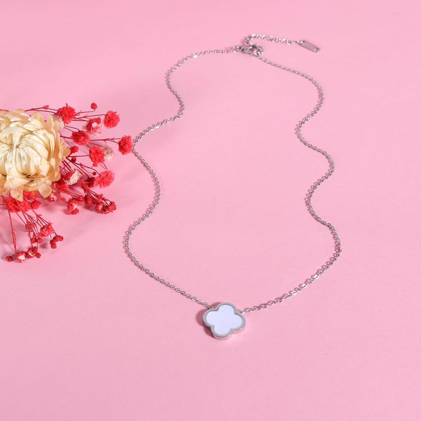 Delicacy Clover Bracelets Necklace Set:Clover Necklaces Clover Bracelet Women Link Bracelets Cute Gold Jewelry