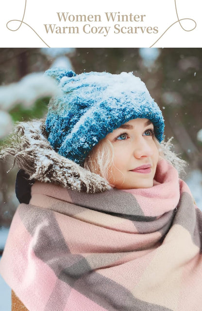 Pleneal Scarf for Women, Womens Winter/Fall Scarf,Long Plaid Shawls and Wraps, Cashmere Feel Blanket Pashmina Scarves