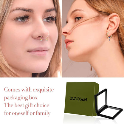 8Pcs Septum Rings 16G Surgical Steel Nose Rings Hoops Septum Clicker Daith Piercing Jewelry Silver Butterfly CZ Horseshoe Nose Lip Ring for Women Men 8MM 10MM