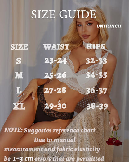 Comfortable breathable cotton lace thongs laid flat